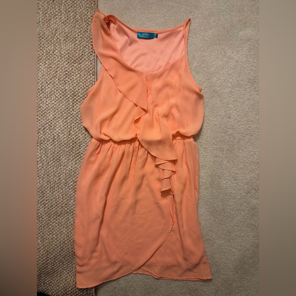 Elegant Peach Ruffle Dress